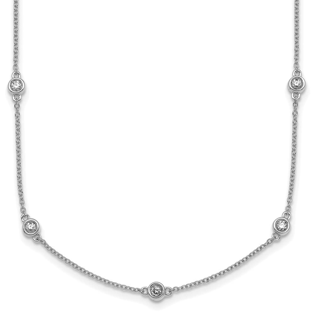 14K White Gold 1/2 carat Diamond Chain 15-Station 18 inch Necklace
