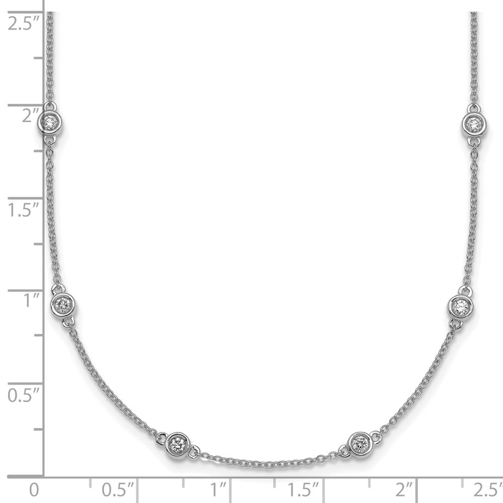 14K White Gold 1/2 carat Diamond Chain 16-Station 16 inch Necklace