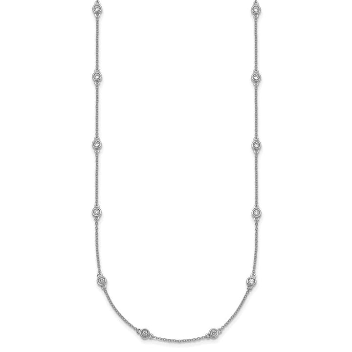 14K White Gold 1/2 carat Diamond Chain 16-Station 16 inch Necklace
