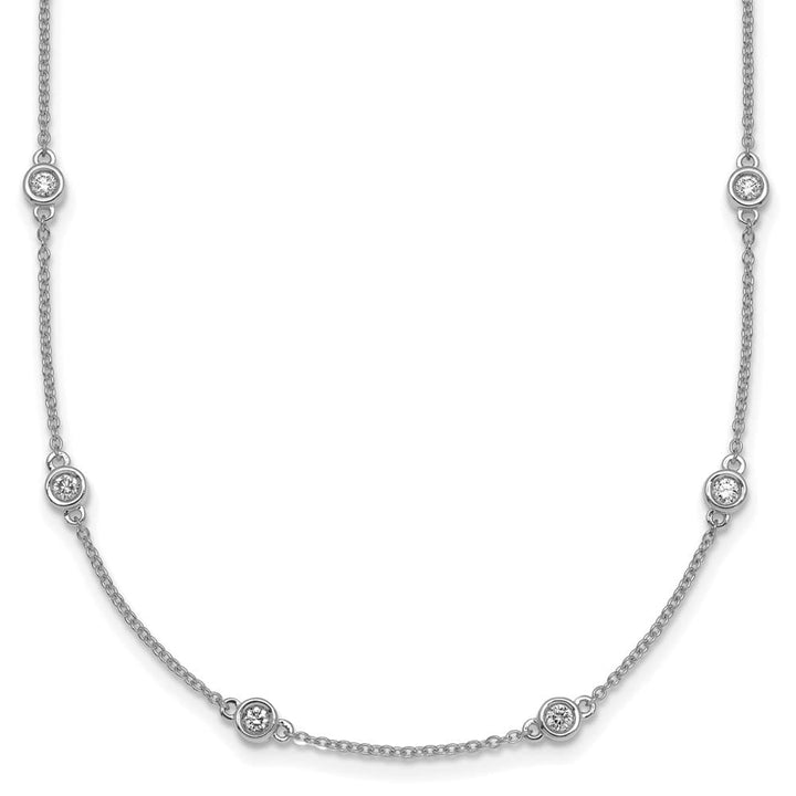 14K White Gold 1/2 carat Diamond Chain 16-Station 16 inch Necklace