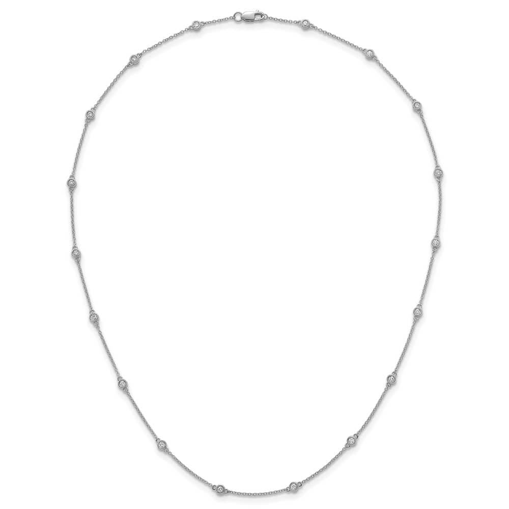 14K White Gold 1/2 carat Diamond Chain 18-Station 18 inch Necklace
