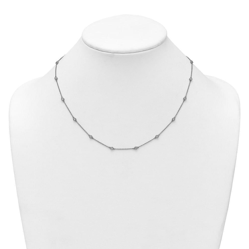 14K White Gold 1/2 carat Diamond Chain 18-Station 18 inch Necklace