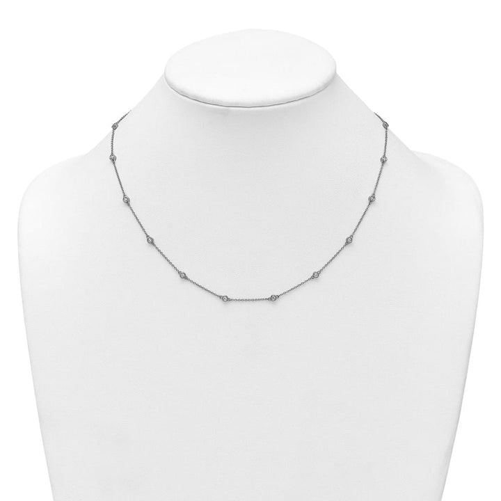 14K White Gold 1/2 carat Diamond Chain 18-Station 18 inch Necklace