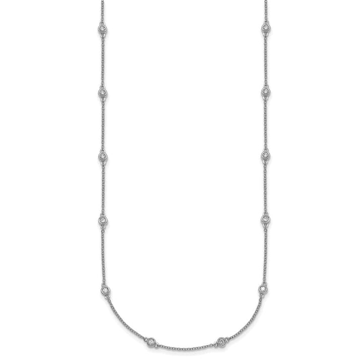 14K White Gold 1/2 carat Diamond Chain 18-Station 18 inch Necklace
