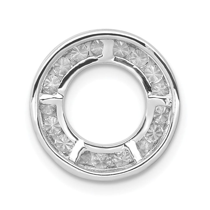 14K White Gold 1/2 Carat Diamond Channel Set Circle Chain Slide