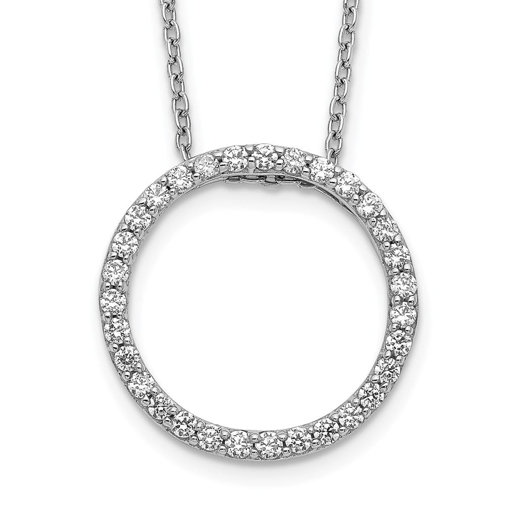 14K White Gold 1/2 carat Diamond Circle 18 inch Necklace