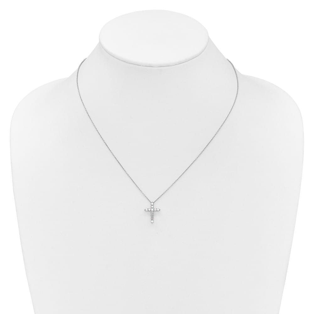 14K White Gold 1/2 carat Diamond Cross Pendant 18 inch Necklace