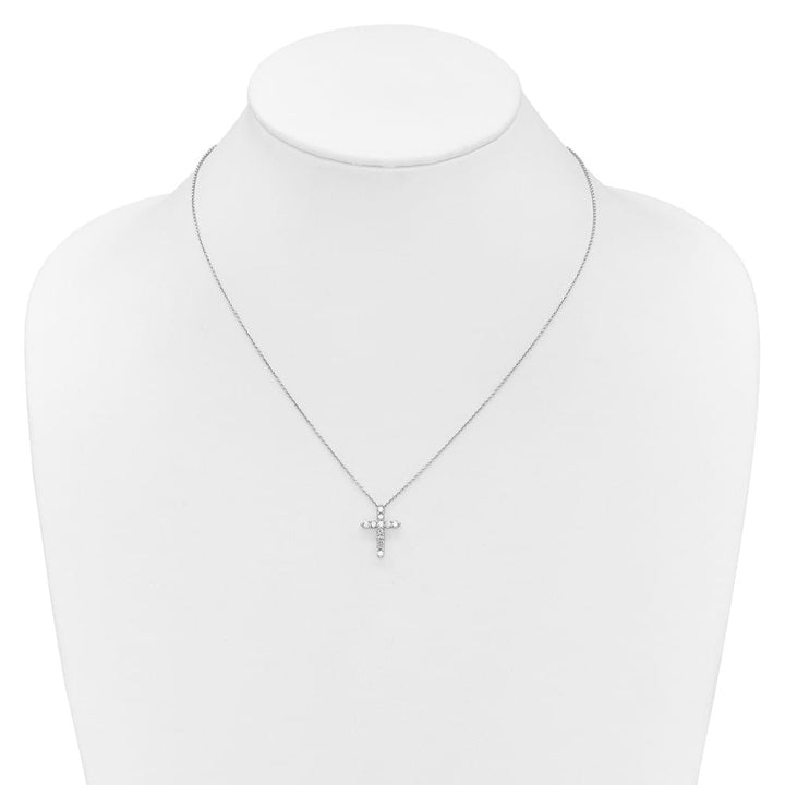 14K White Gold 1/2 carat Diamond Cross Pendant 18 inch Necklace