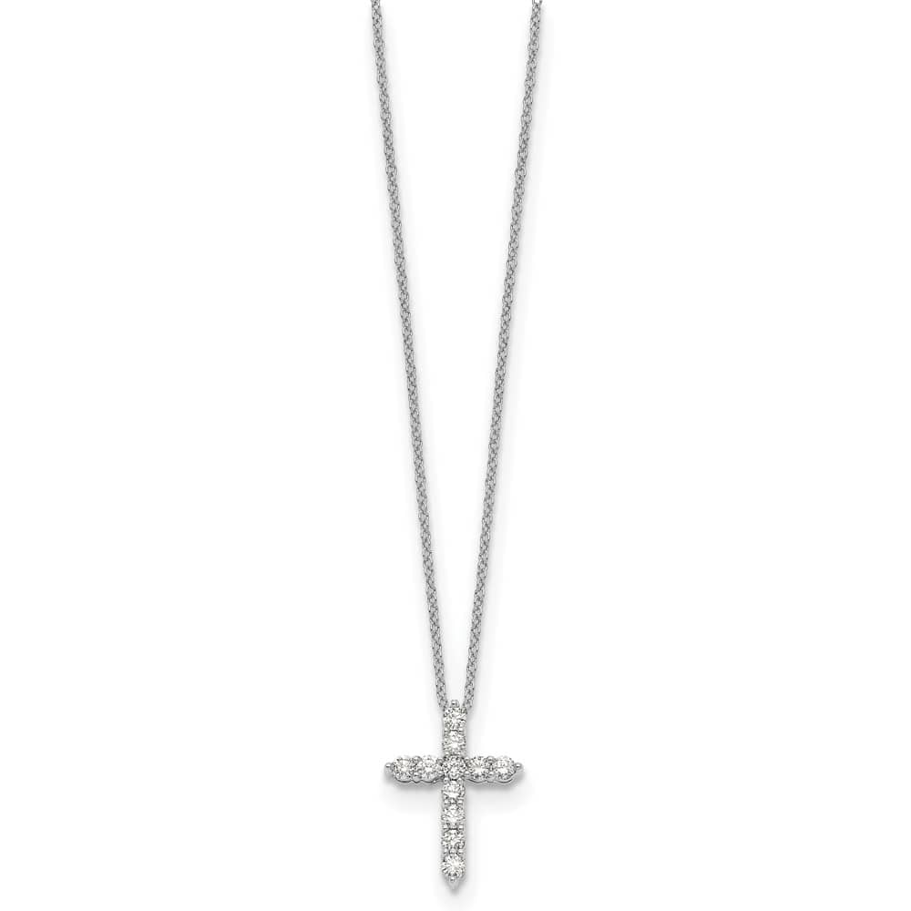 14K White Gold 1/2 carat Diamond Cross Pendant 18 inch Necklace