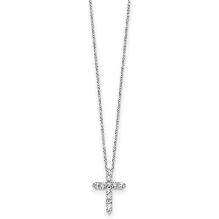 14K White Gold 1/2 carat Diamond Cross Pendant 18 inch Necklace