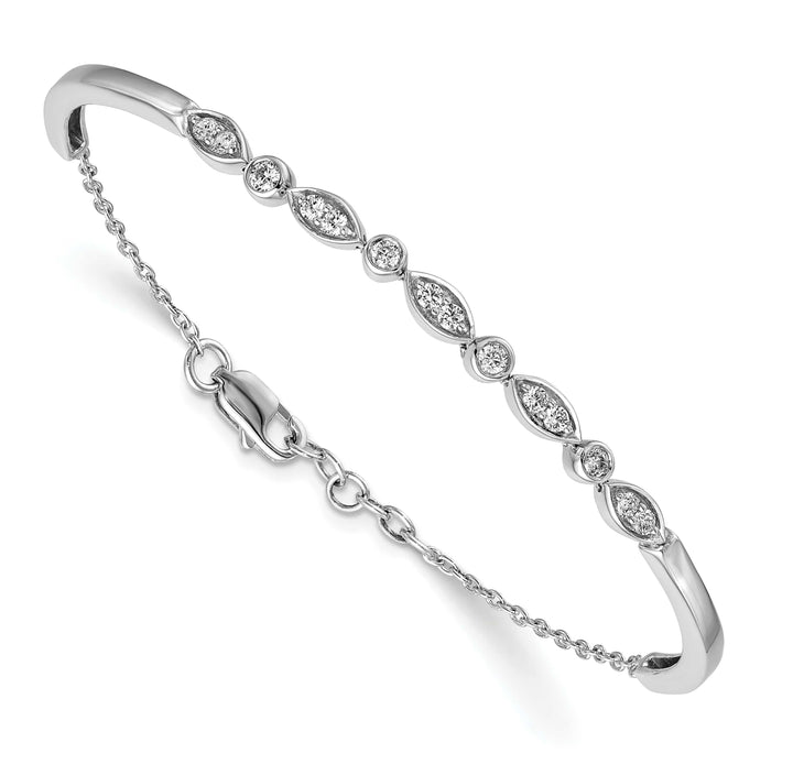 14k White Gold 1/2 carat Diamond Half-Bangle 6.75 inch Bracelet 0.5