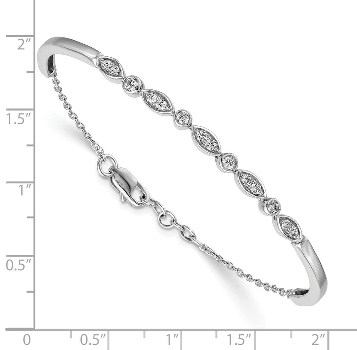 14k White Gold 1/2 carat Diamond Half-Bangle 6.75 inch Bracelet 0.5