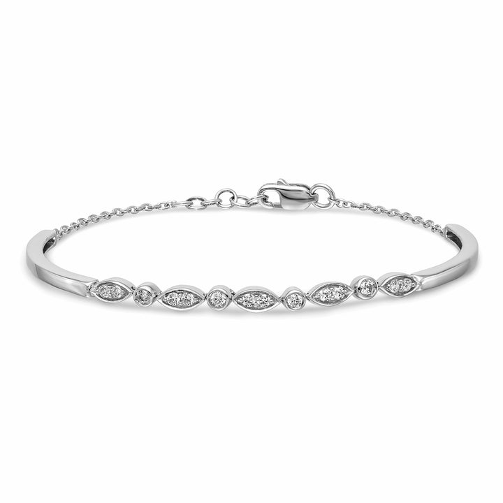 14k White Gold 1/2 carat Diamond Half-Bangle 6.75 inch Bracelet 0.5