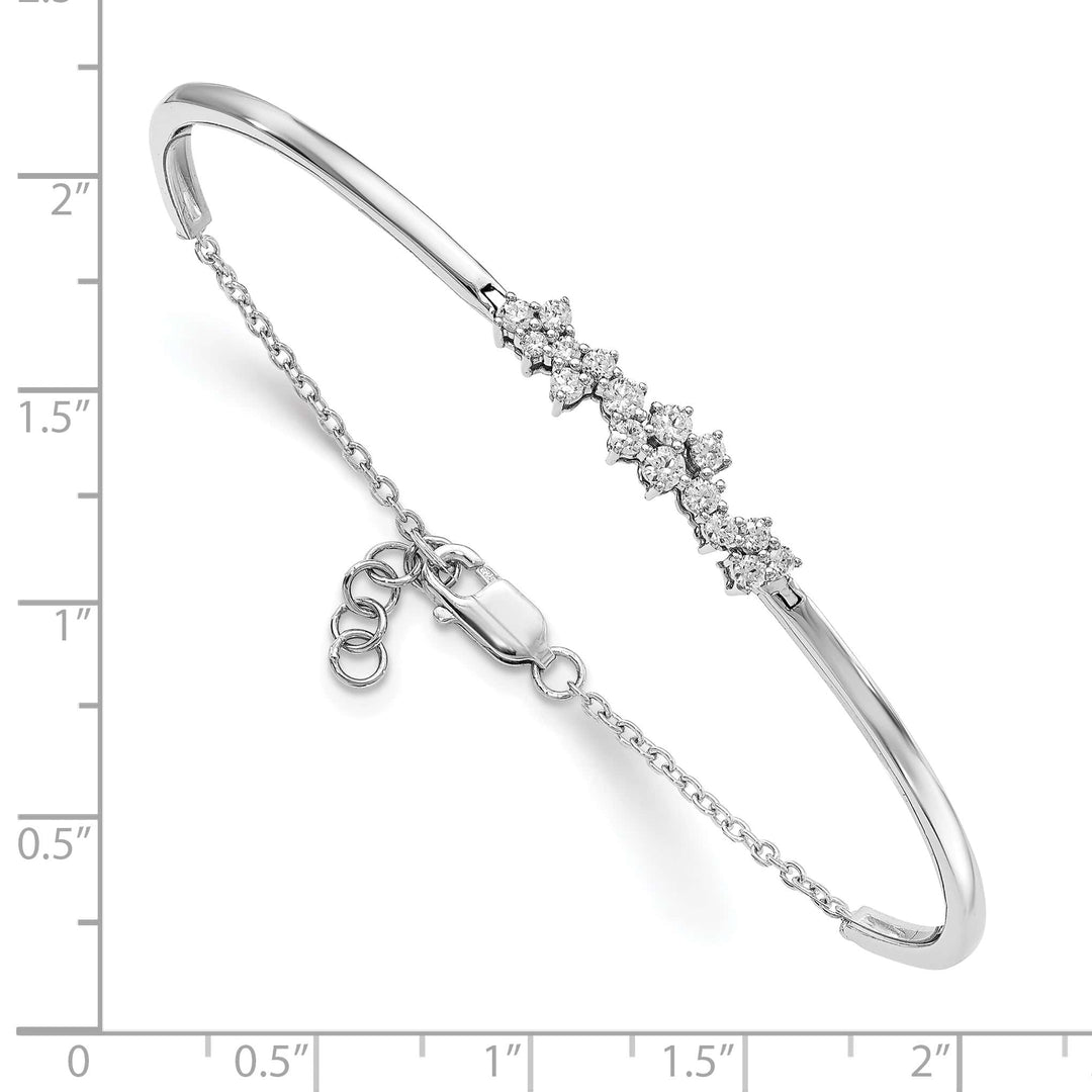 14k White Gold 1/2 carat Diamond Half-Bangle 7 inch Bracelet 0.5 inch
