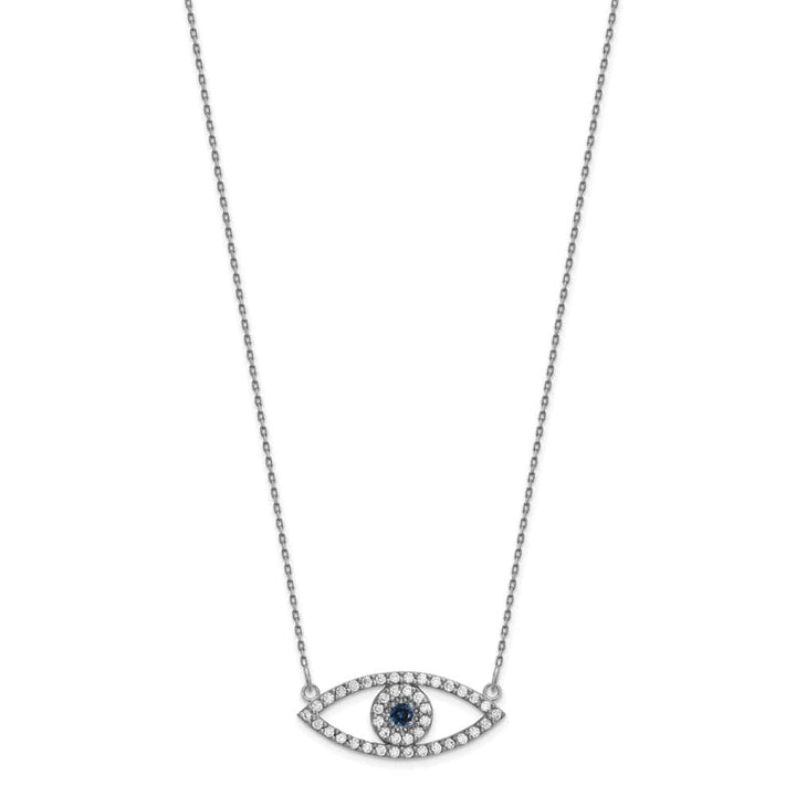 14K White Gold 1/2 carat Diamond Sapphire Evil Eye 18 inch Necklace