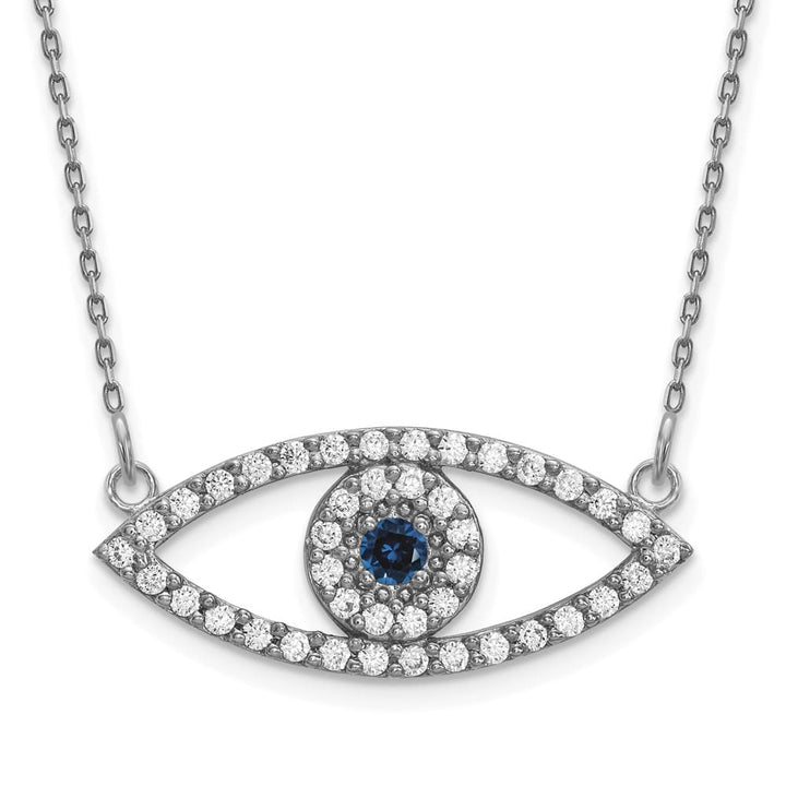 14K White Gold 1/2 carat Diamond Sapphire Evil Eye 18 inch Necklace