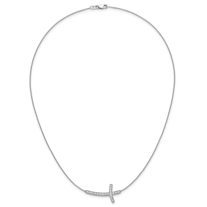 14K White Gold 1/2 carat Diamond Sideways Cross 18 inch Necklace