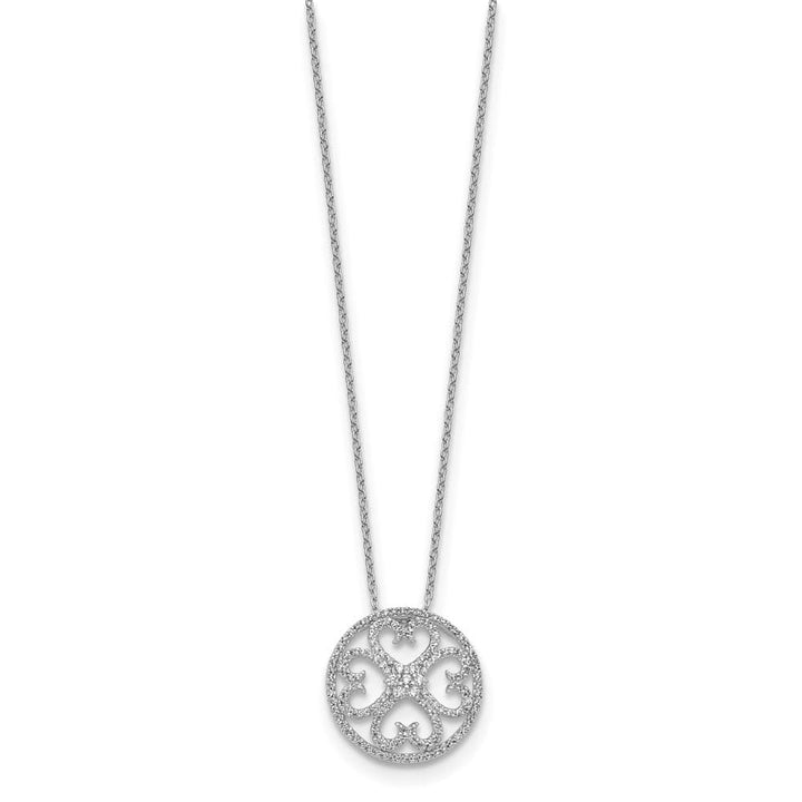 14K White Gold 1/2 carat Diamond Vintage Hearts 18 inch Necklace