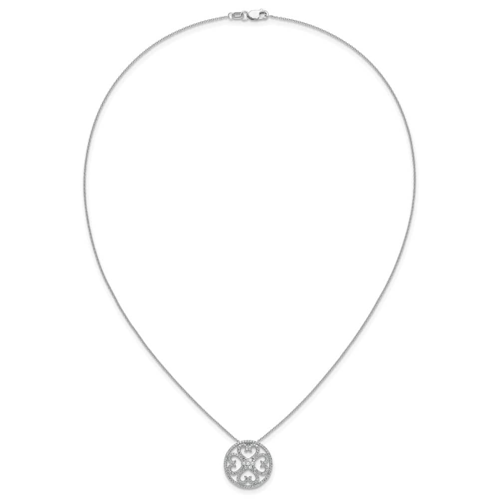 14K White Gold 1/2 carat Diamond Vintage Hearts 18 inch Necklace