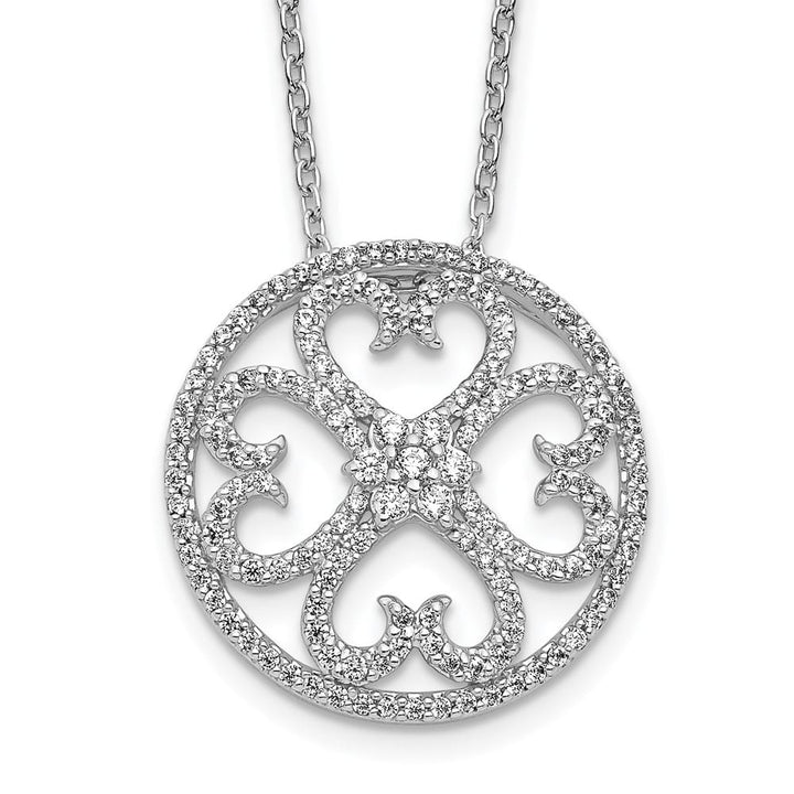 14K White Gold 1/2 carat Diamond Vintage Hearts 18 inch Necklace