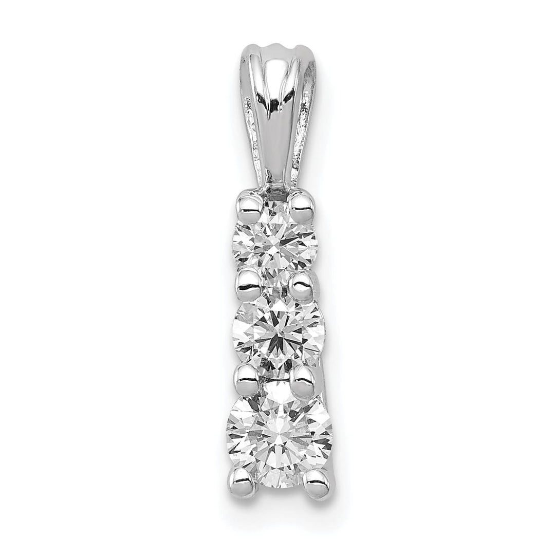 14K White Gold 1/2 carat Lab Grown Diamond Three Stone Pendant
