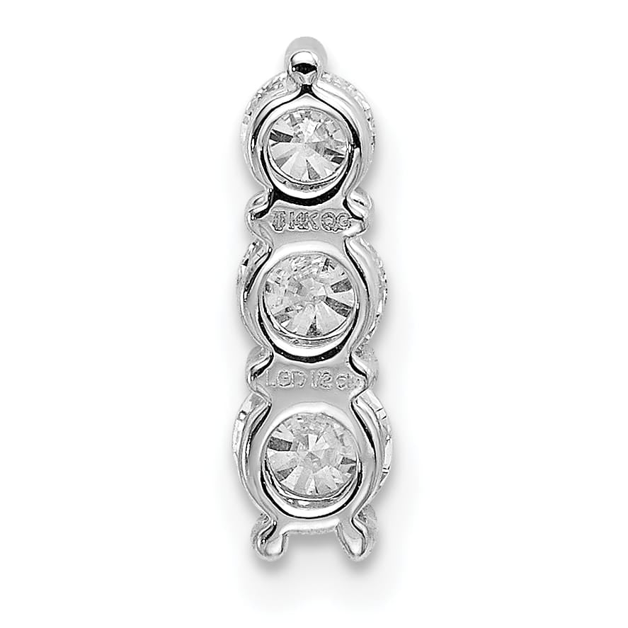 14K White Gold 1/2 carat Lab Grown Diamond Three Stone Slide Pendant
