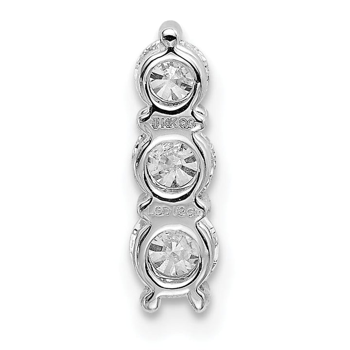 14K White Gold 1/2 carat Lab Grown Diamond Three Stone Slide Pendant