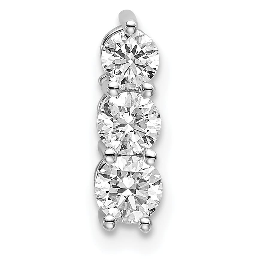 14K White Gold 1/2 carat Lab Grown Diamond Three Stone Slide Pendant