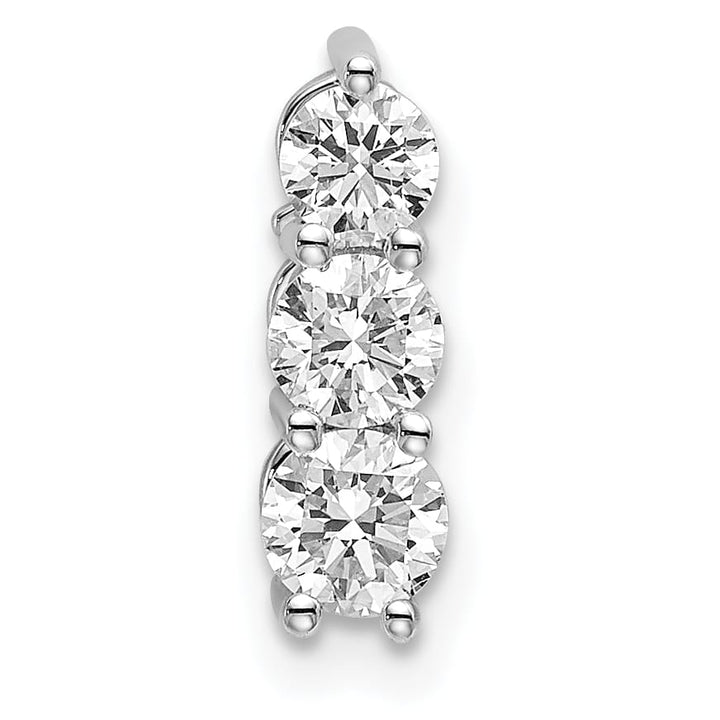 14K White Gold 1/2 carat Lab Grown Diamond Three Stone Slide Pendant