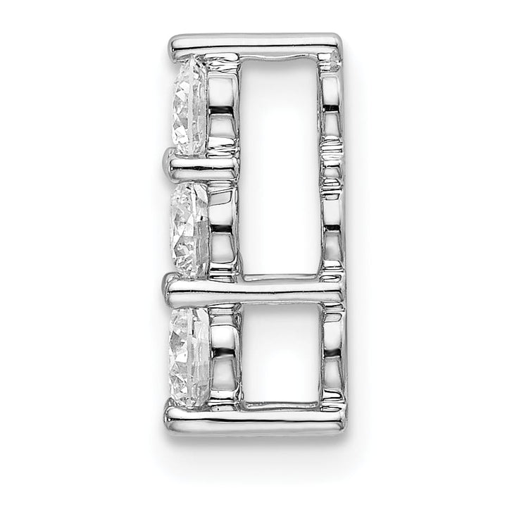 14K White Gold 1/2 carat Lab Grown Diamond Three Stone Slide Pendant