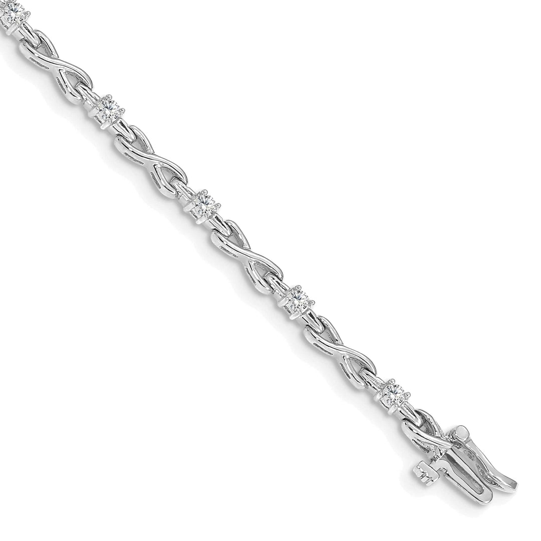 14K White Gold 1/2 carat Round I1 Diamond 4-prong X-design 7 Bracelet