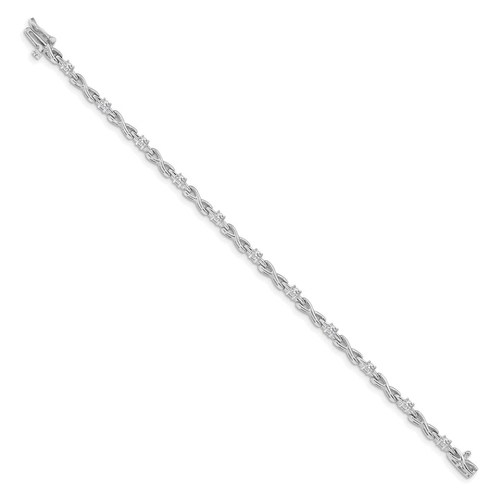 14K White Gold 1/2 carat Round I2 Diamond 4-prong X-design 7 Bracelet