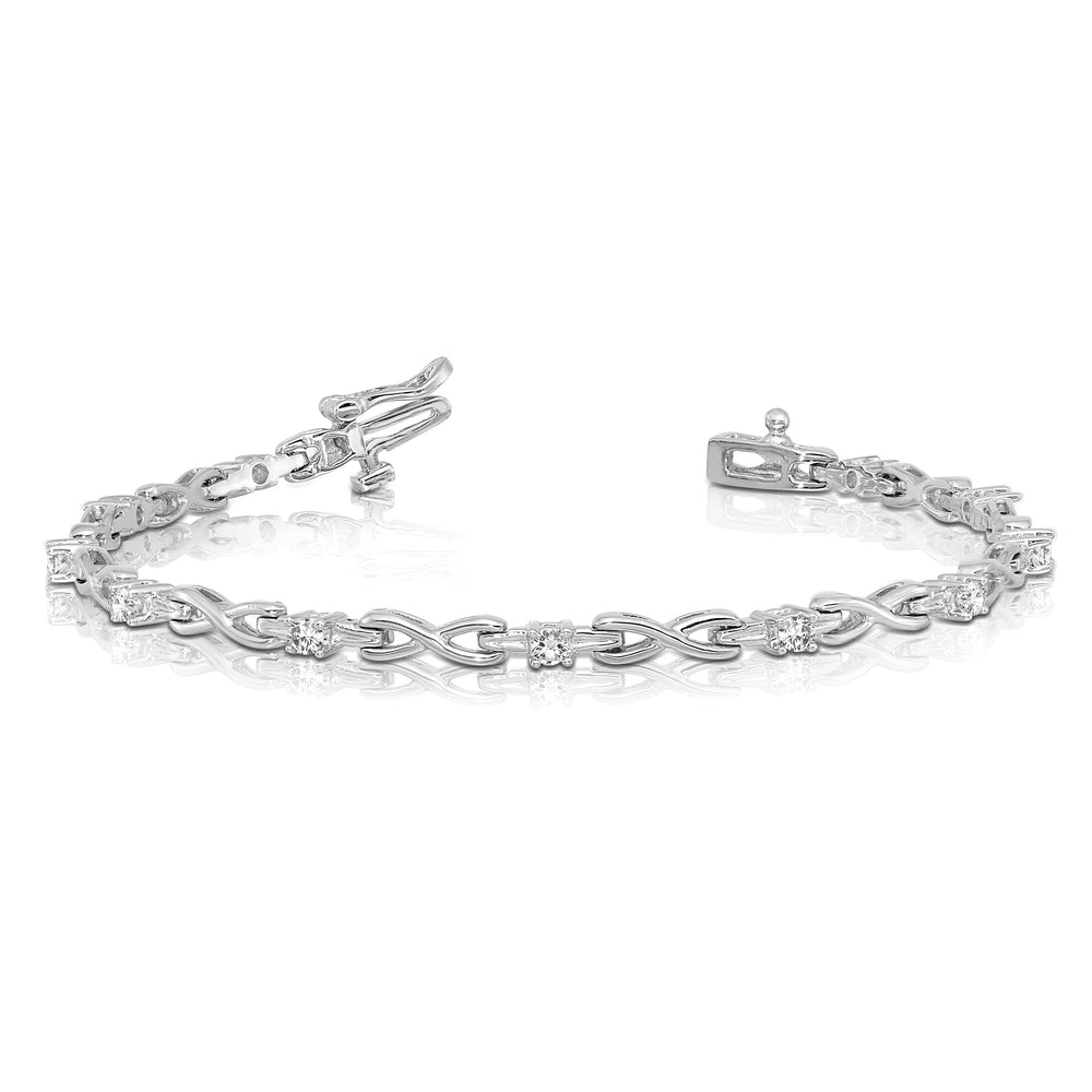 14K White Gold 1/2 carat Round SI2/SI3 Diamond 4-prong Bracelet