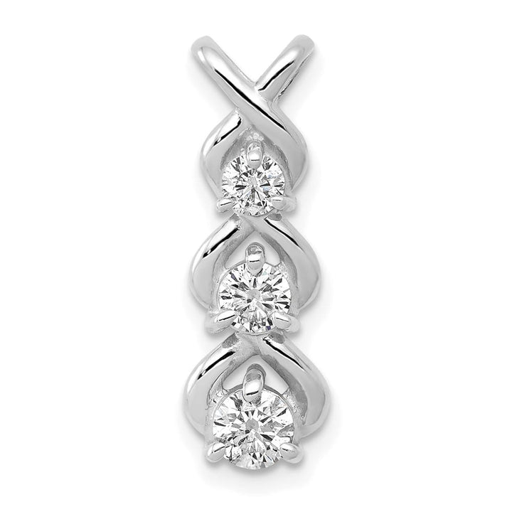 14K White Gold 1/2 Carat Three-stone I1 Diamond Chain Slide