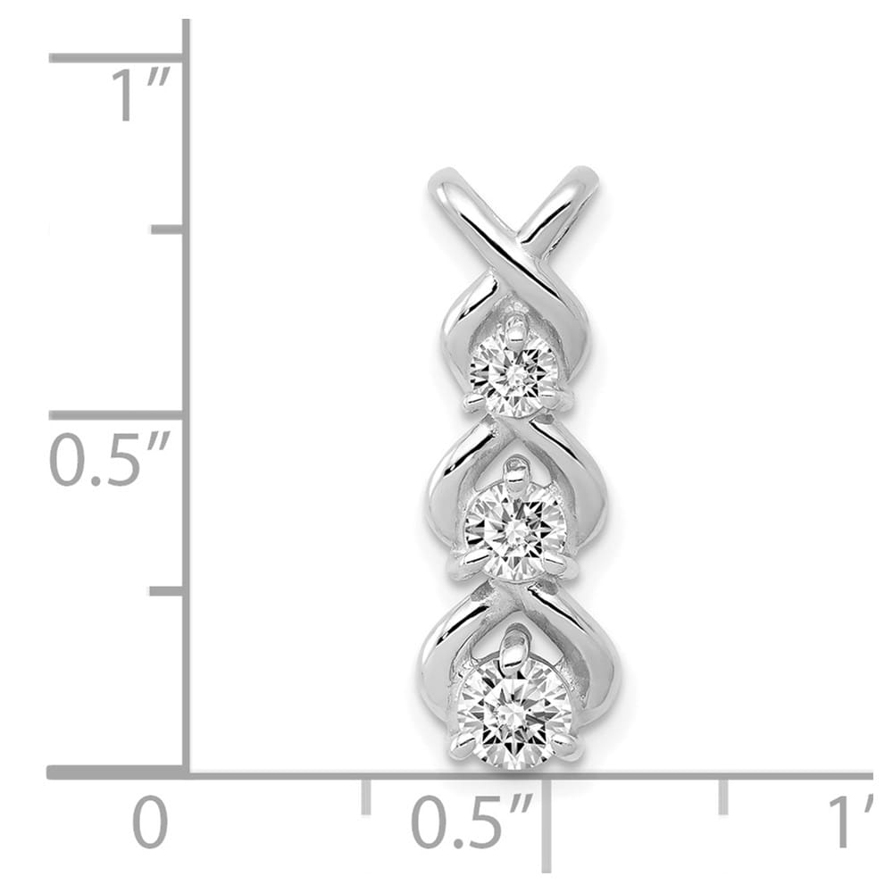 14K White Gold 1/2 Carat Three-stone I2 Diamond Chain Slide
