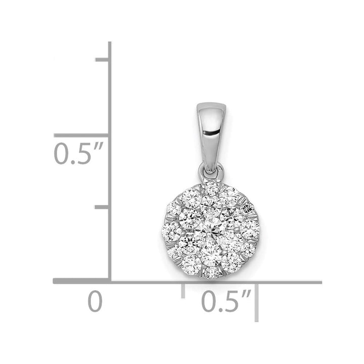 14K White Gold 1/2 ct Diamond Round Cluster Pendant