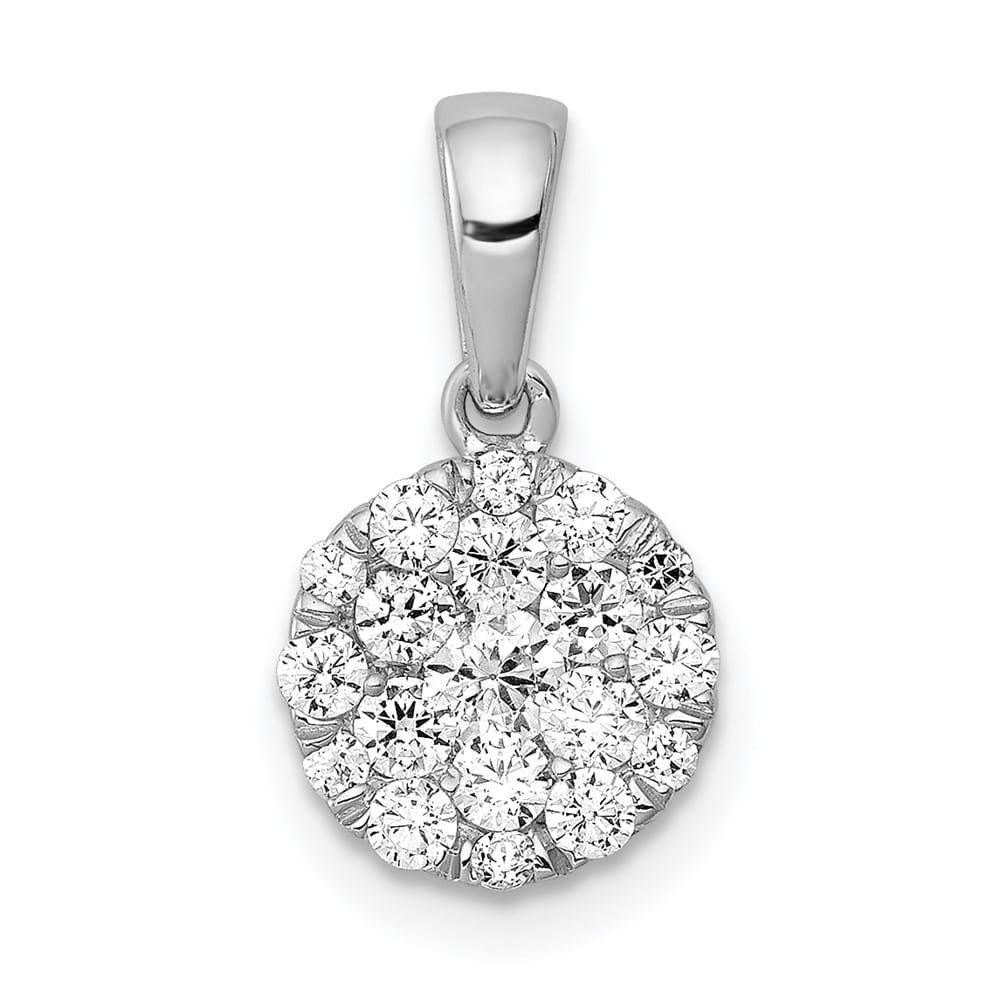 14K White Gold 1/2 ct Diamond Round Cluster Pendant