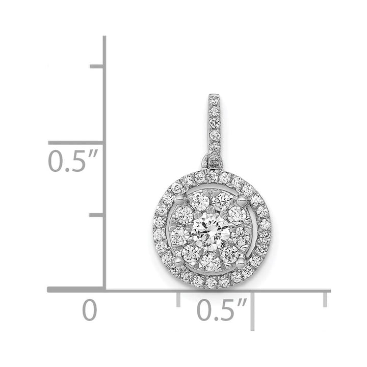 14K White Gold 1/2 ct Diamond Round Halo Cluster Pendant