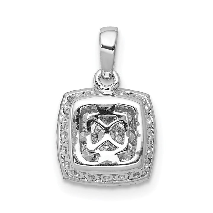 14K White Gold 1/2 ct Diamond Square Halo Cluster Pendant