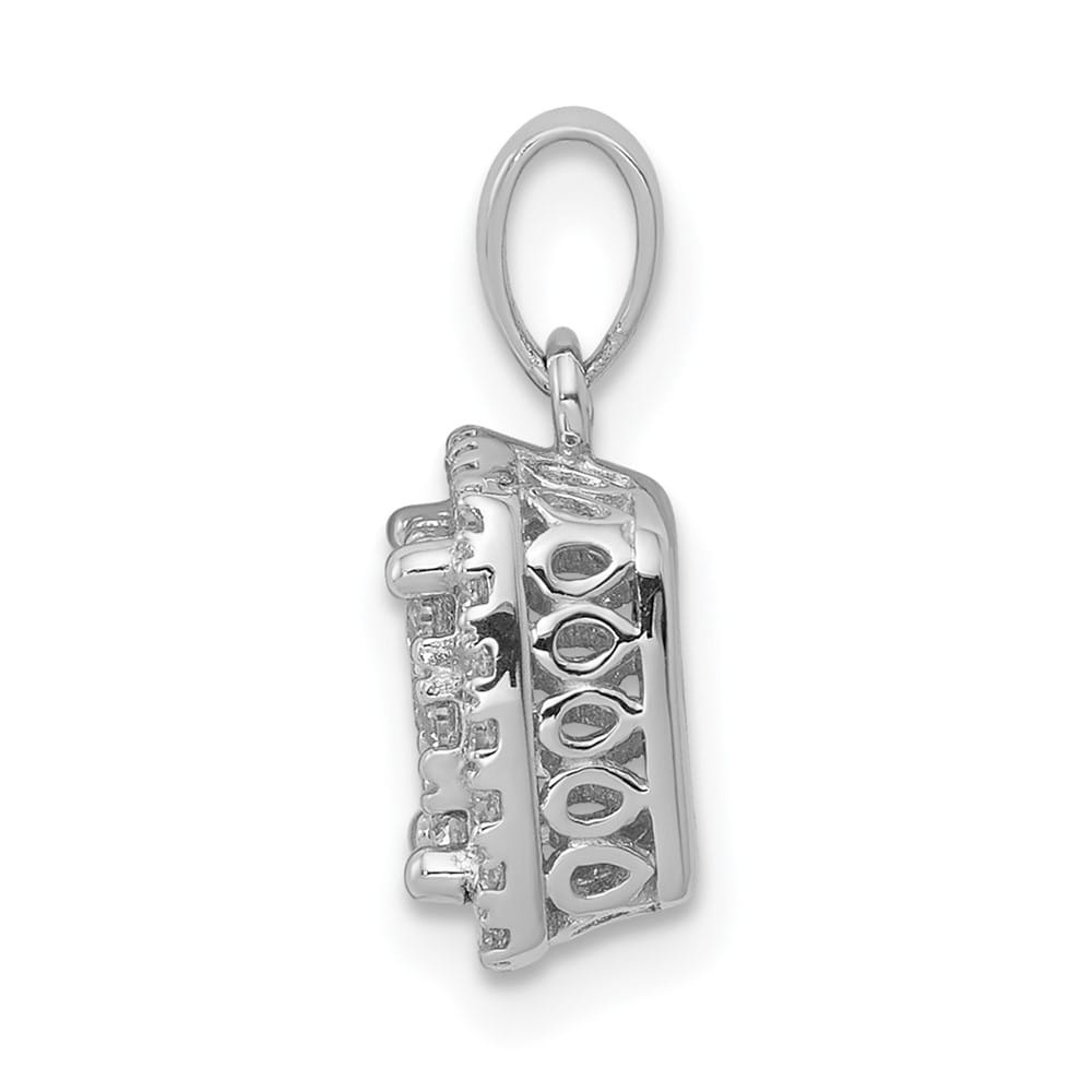 14K White Gold 1/2 ct Diamond Square Halo Cluster Pendant
