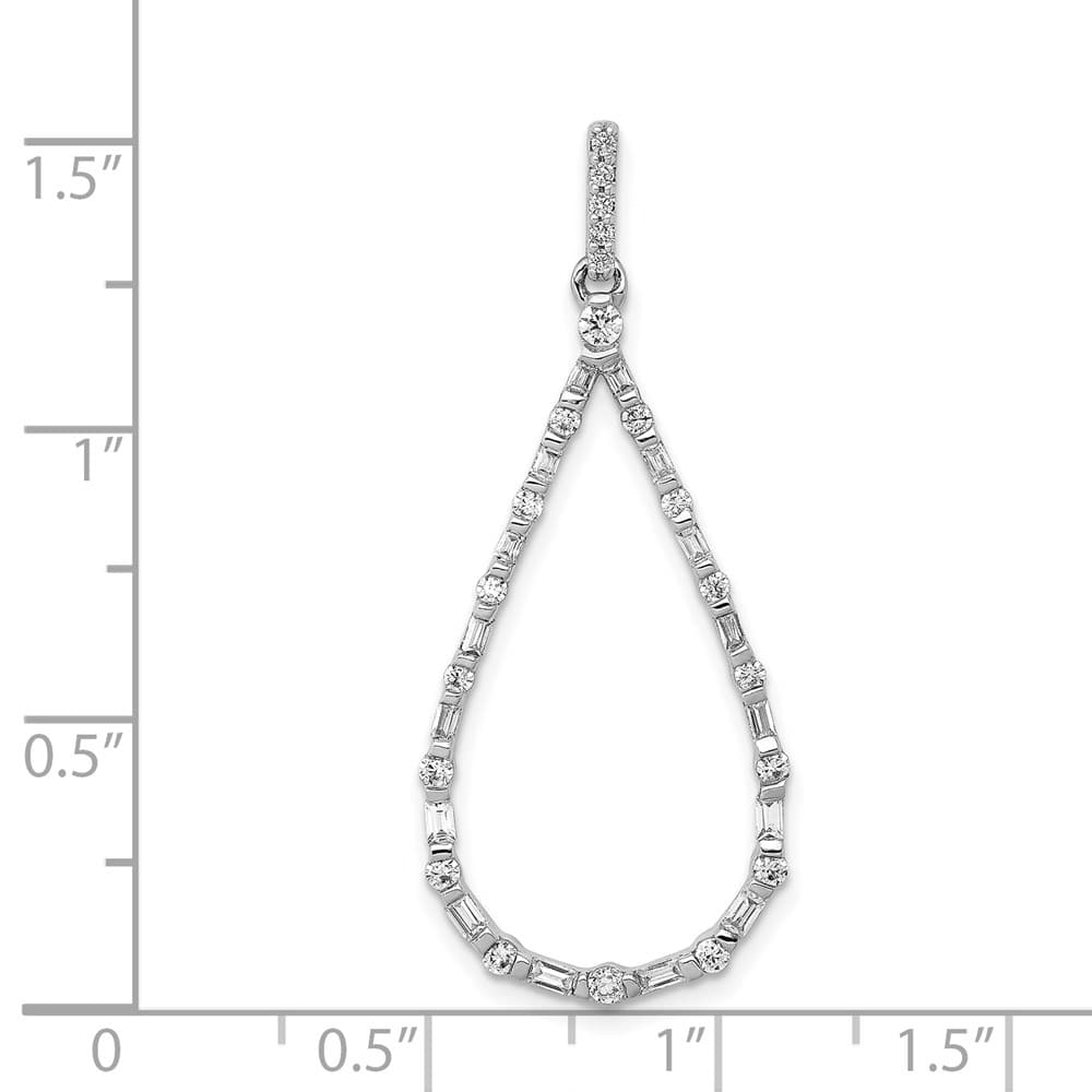 14K White Gold 1/2 ct Diamond Teardrop Pendant