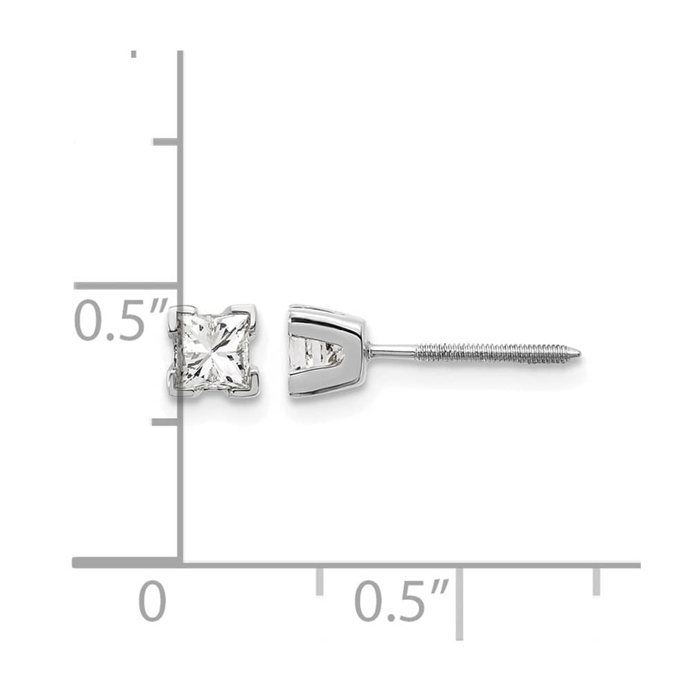 14K White Gold 1/2 ct I1 G-I Princess-Cut Diamond Studs