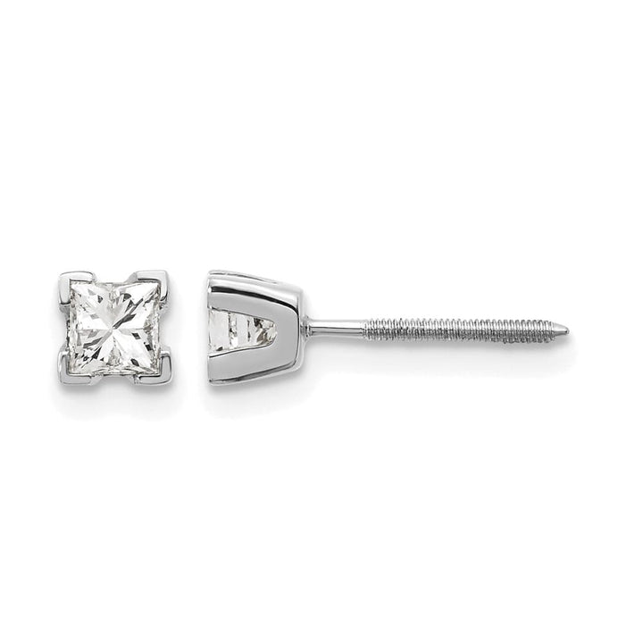 14K White Gold 1/2 ct I1 G-I Princess-Cut Diamond Studs