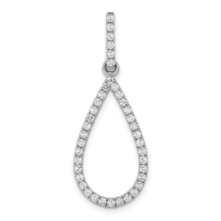 14K White Gold 1/2 ct Lab Grown Diamond Teardrop Dangle Pendant