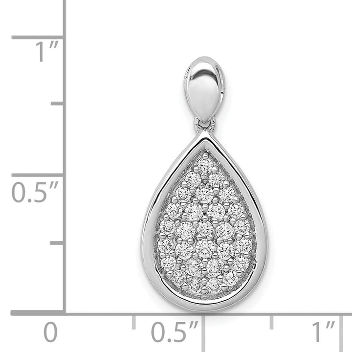 14K White Gold 1/2 ct Pave Diamond Fancy Teardrop Pendant