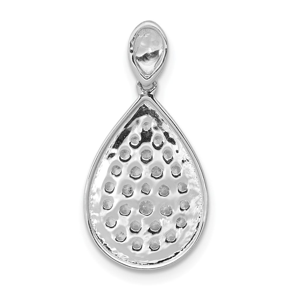 14K White Gold 1/2 ct Pave Diamond Fancy Teardrop Pendant