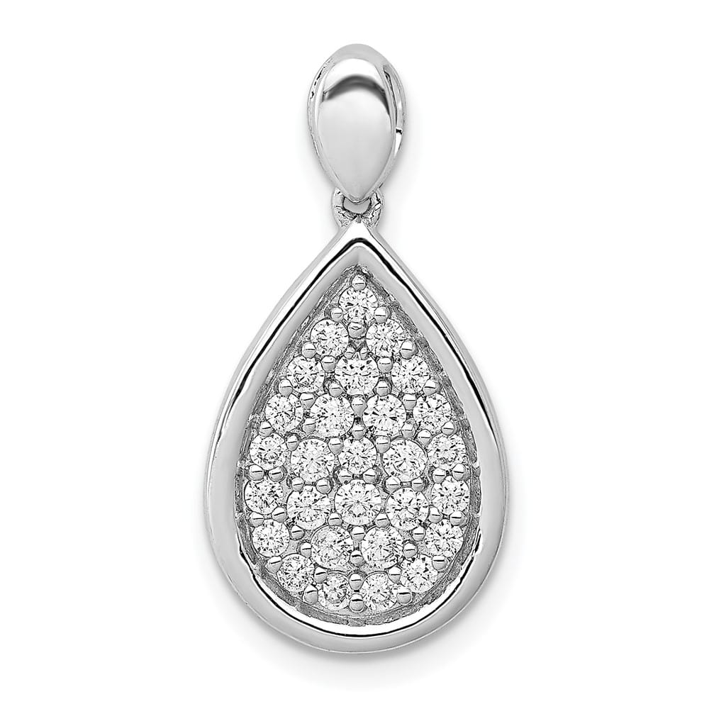 14K White Gold 1/2 ct Pave Diamond Fancy Teardrop Pendant