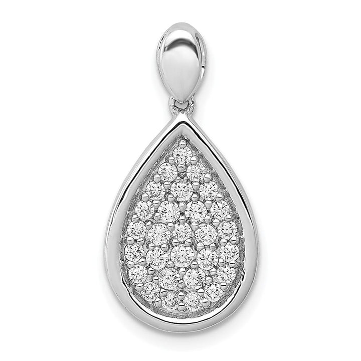 14K White Gold 1/2 ct Pave Diamond Fancy Teardrop Pendant