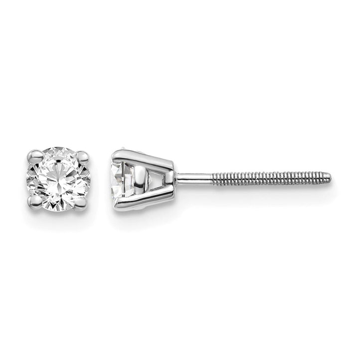 14K White Gold 1/2 ct SI3 G-I Diamond Screw Back Stud Earrings