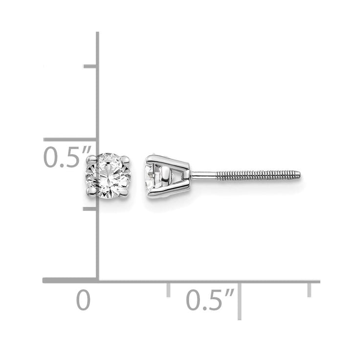 14K White Gold 1/2 ct SI3 G-I Diamond Screw Back Stud Earrings